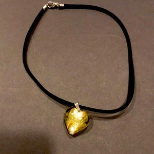 From Turkey 🇹🇷. Beautiful glass heart pendant on 18” velvet necklace.